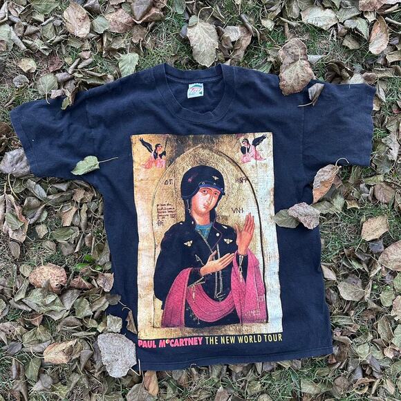 Vintage 90s Paul McCartney The New World Tour Biker Like A Icon Rare Band Shirt - Picture 1 of 4